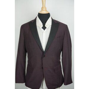 Eidos Balthazar Merlot Red Black Lapel Mohair Blend Tuxedo Dinner Jacket 40R NWT